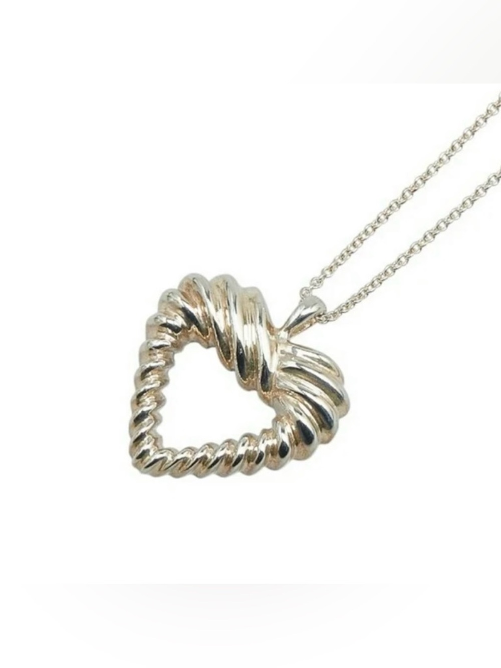 Tiffany & Co. *Rare* Vintage 925 Sterling Silver Twisted Open Heart Necklace